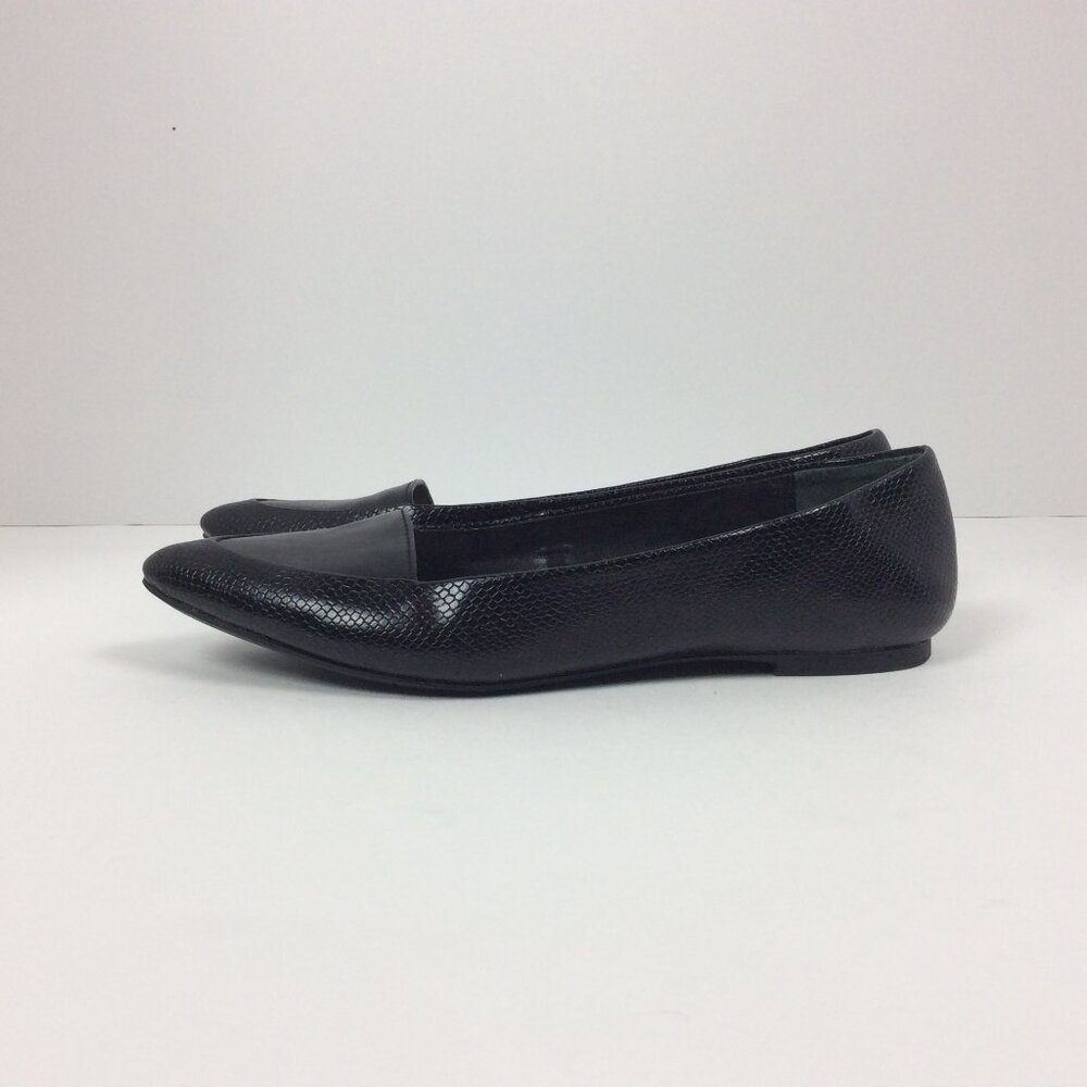 Alfani Pointed Toe Ballet Flats Reptile Embossed Black Slip On Size 6 Career